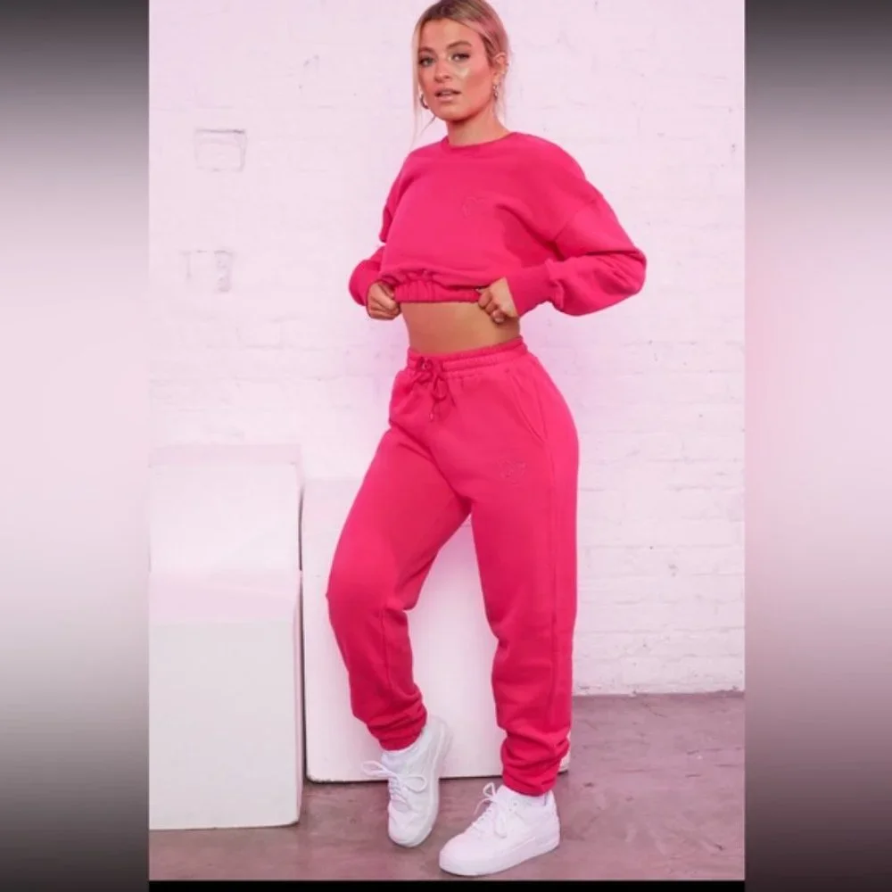 Bo and tee pink cropped sweatshirt jumper - Large (L size) - Picture 4 of 7